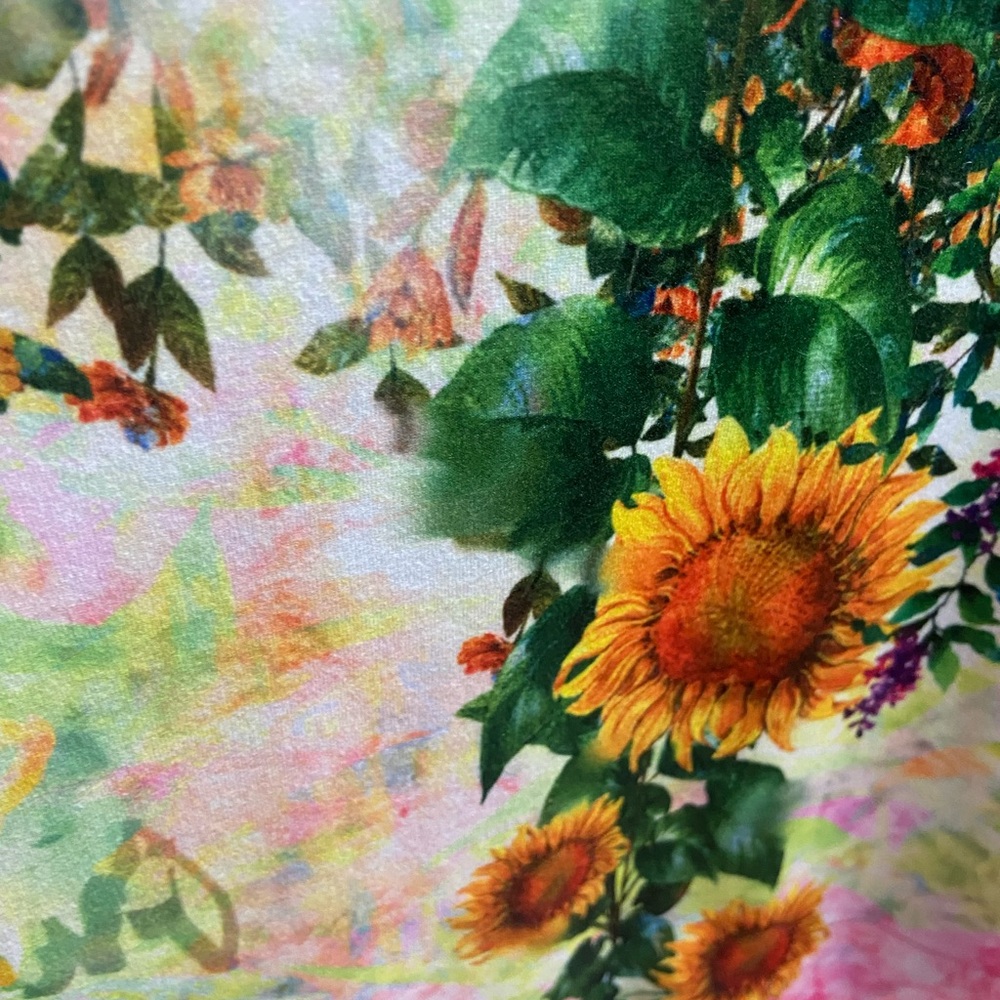 4X Garden Floral v neck  Shirt Sunflower Stretch Shirt Top - Picture 4 of 6